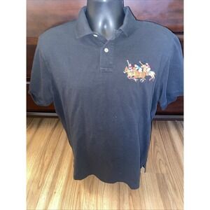 Polo Ralph Lauren Classic Fit Polo Shirt Mens XL Black Triple Pony Logo